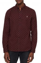 ALLSAINTS Bethel Slim Fit Dot Flannel Shirt at Nordstrom